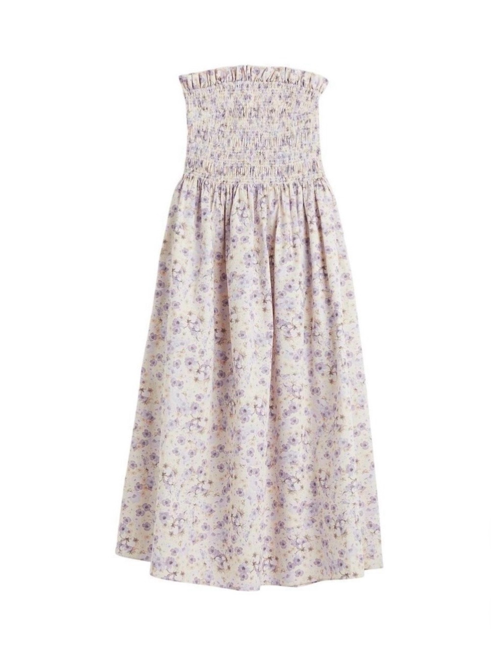 H&M Lavender Floral Smocked Midi Dress Size XL (NWT)